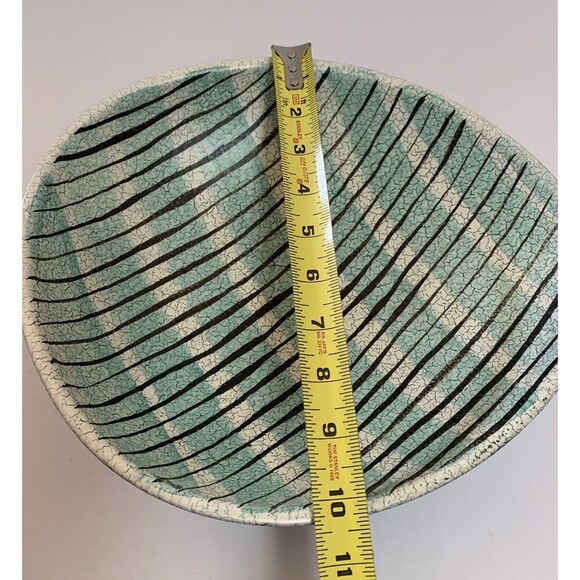 MCM Dumler & Breiden Art Pottery Blue White & Black Crackled Dish Bowls Set Of 3 - Picture 6 of 8